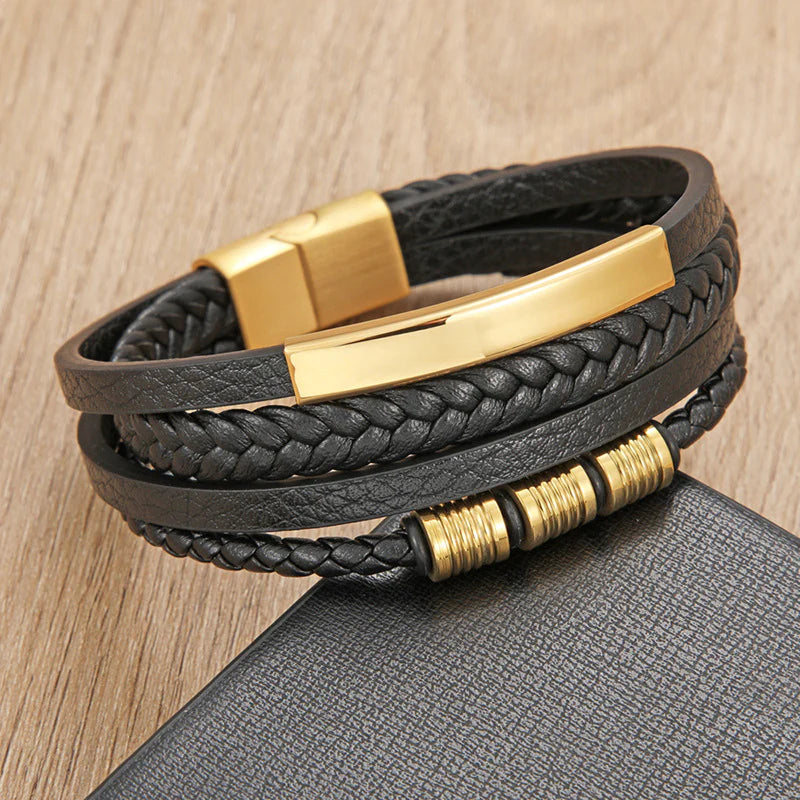 Bracelet Multi-Rangs Noir & Or