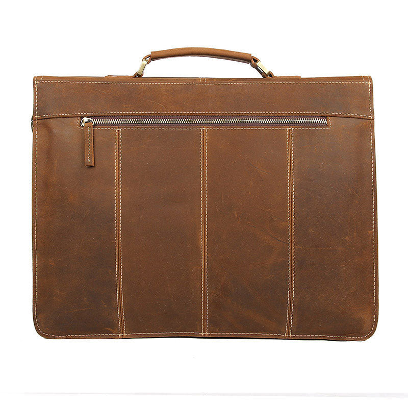 Serviette Cuir Crazy Horse Fermoir Laiton