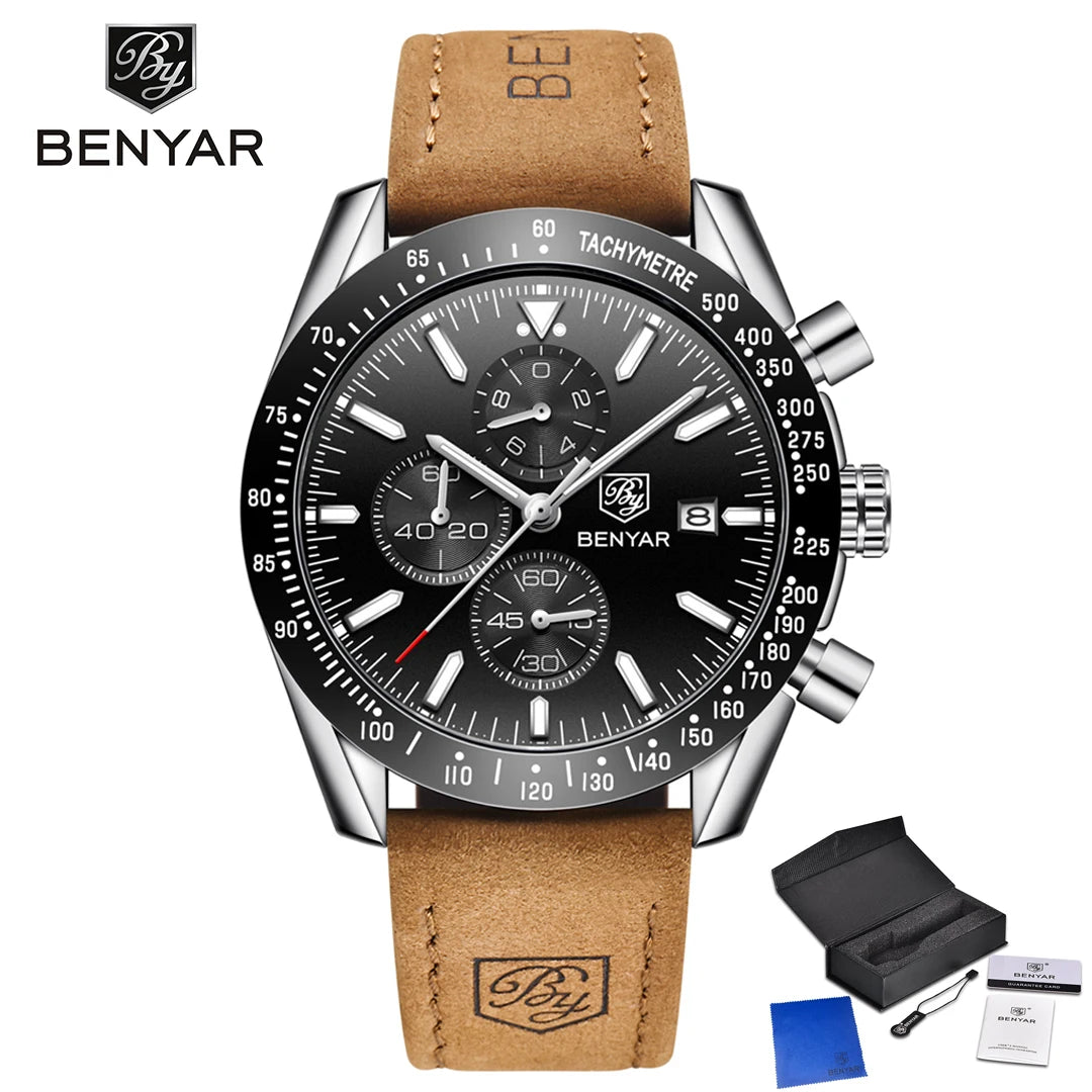Montre Chronographe Benyar Cuir Homme