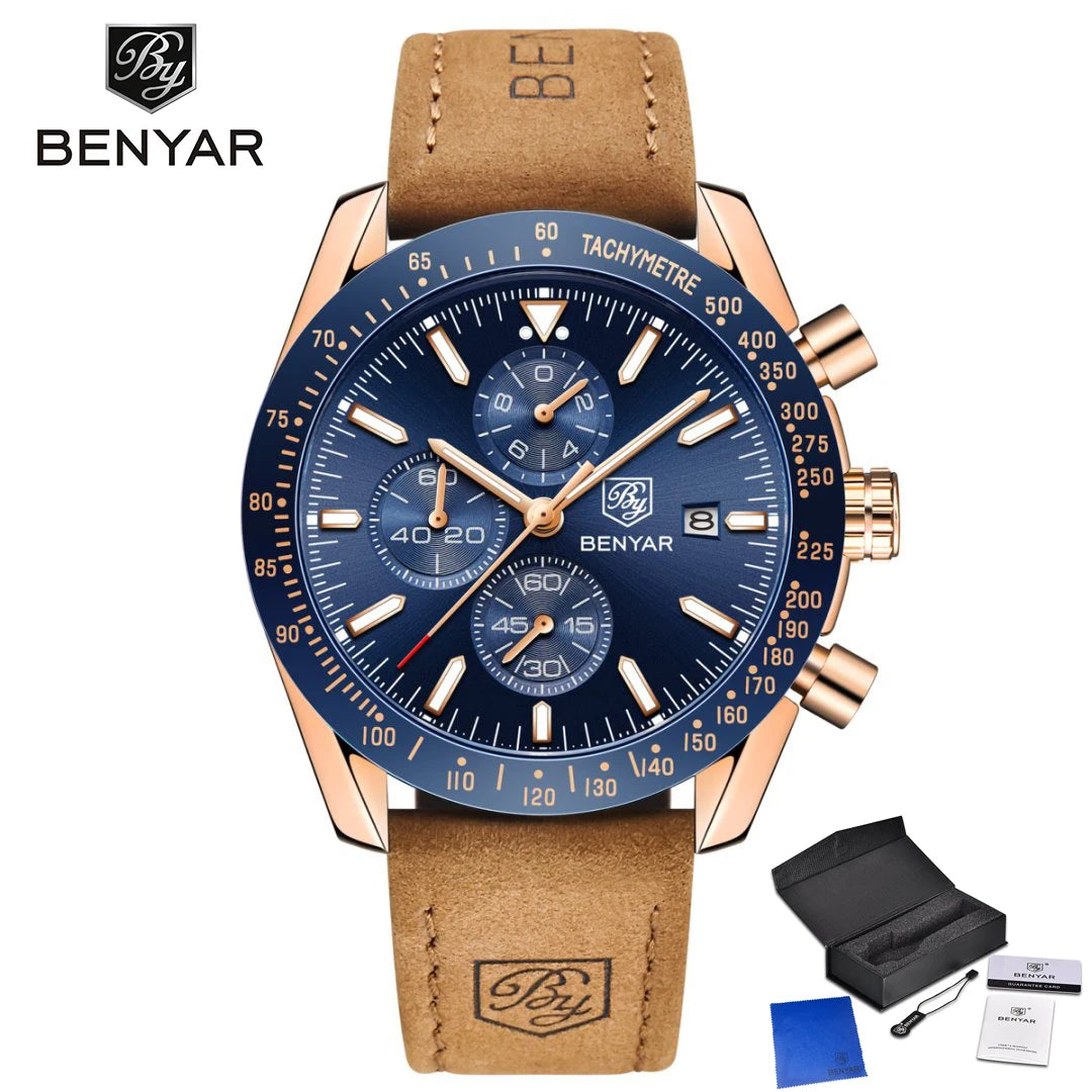Montre Chronographe Benyar Cuir Homme