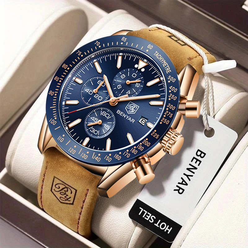 Montre Chronographe Benyar Cuir Homme