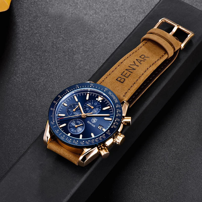 Montre Chronographe Benyar Cuir Homme