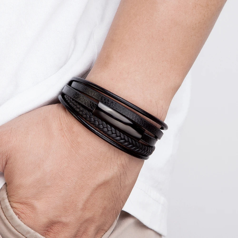 Bracelet Multi-Rangs Noir Intégral