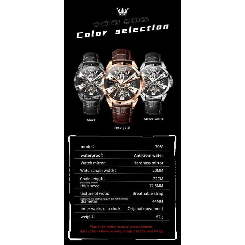 Montre Automatique Squelette OLEVS 7051 Homme