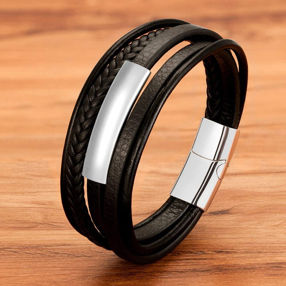 Bracelet Multi-Rangs Noir Intégral