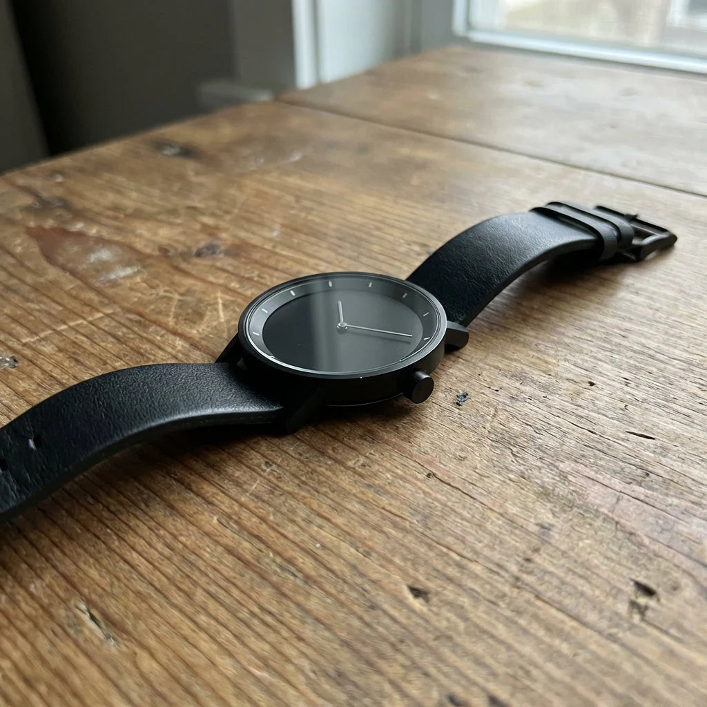 Montre Minimaliste Noire Cuir