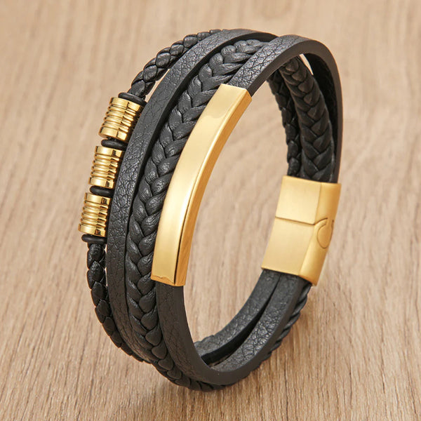 Bracelet Multi-Rangs Noir & Or