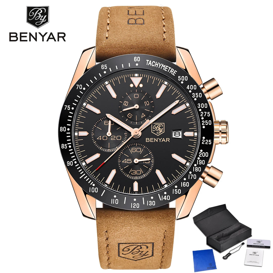 Montre Chronographe Benyar Cuir Homme