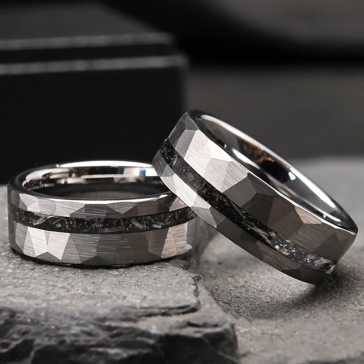 Bague Martelée Inlay Nuit