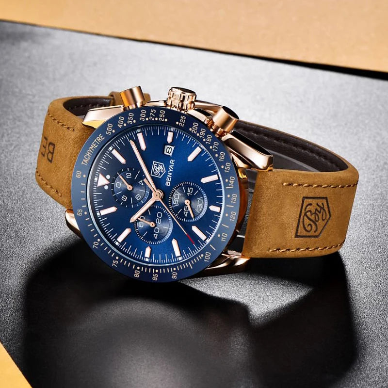 Montre Chronographe Benyar Cuir Homme