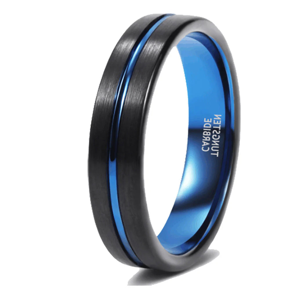 Bague Noire Liseré Bleu
