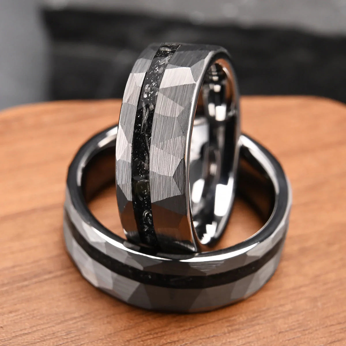 Bague Martelée Inlay Nuit