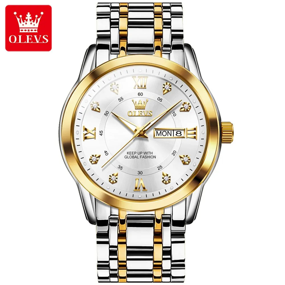 Montre Quartz OLEVS Diamant Or Homme