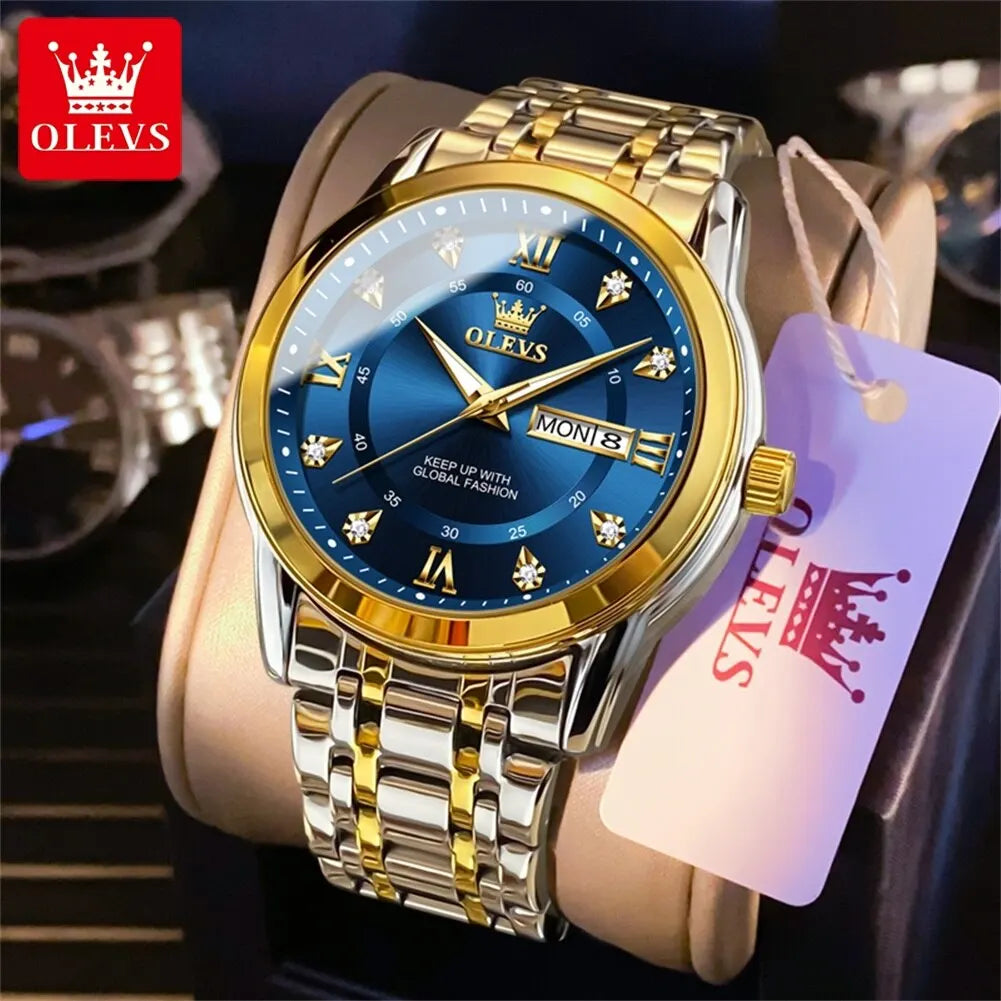 Montre Quartz OLEVS Diamant Or Homme