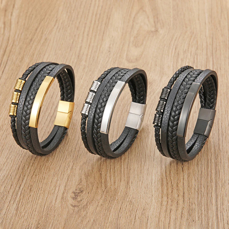 Bracelet Multi-Rangs Noir & Or