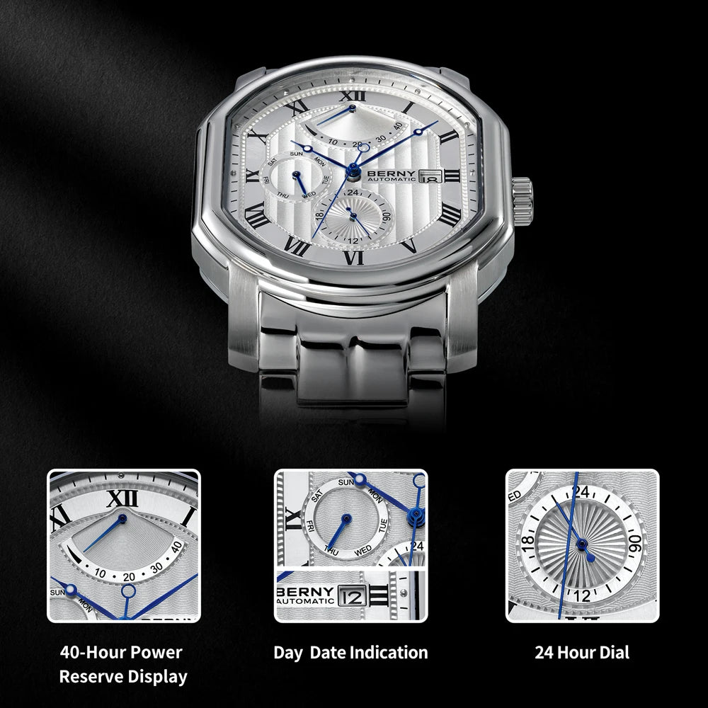 Montre Automatique Berny Miyota 9110 Chronographe Homme