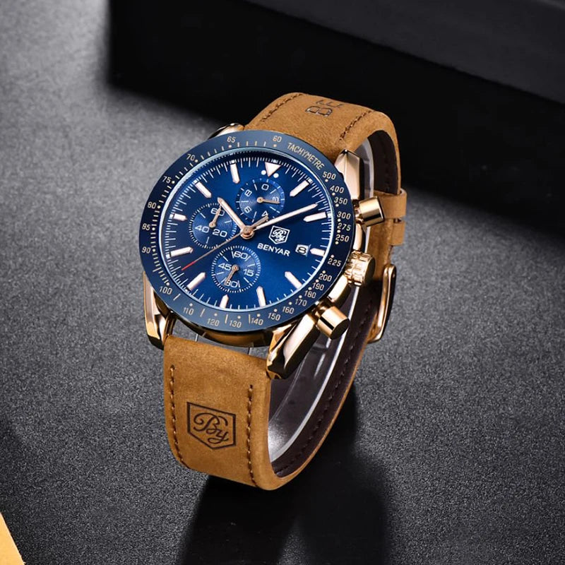 Montre Chronographe Benyar Cuir Homme