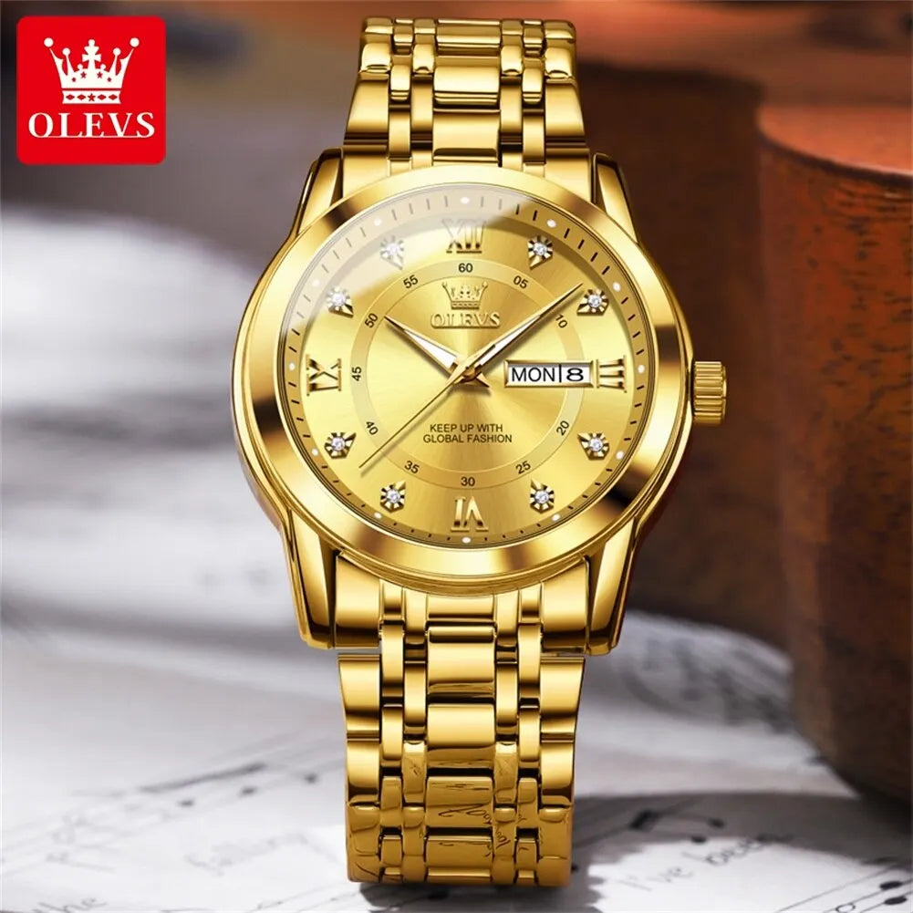 Montre Quartz OLEVS Diamant Or Homme