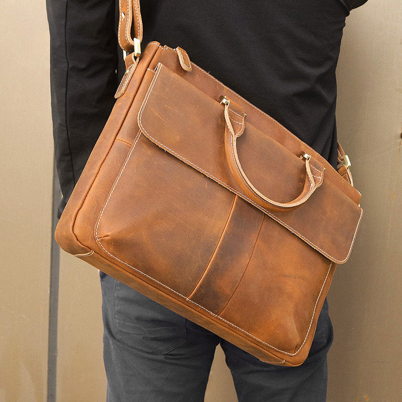 Sacoche Ordinateur Cuir Fauve