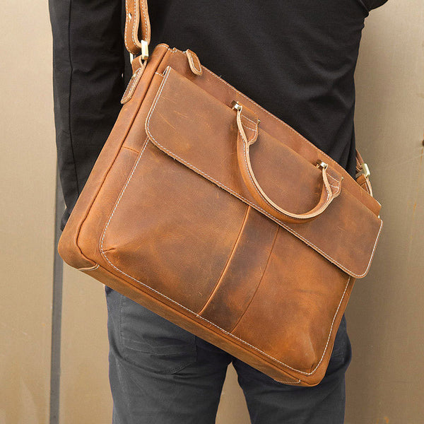 Sacoche Ordinateur Cuir Fauve