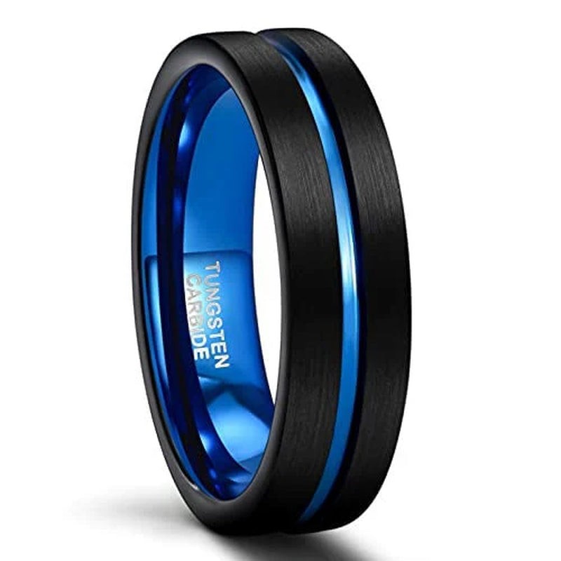 Bague Noire Liseré Bleu
