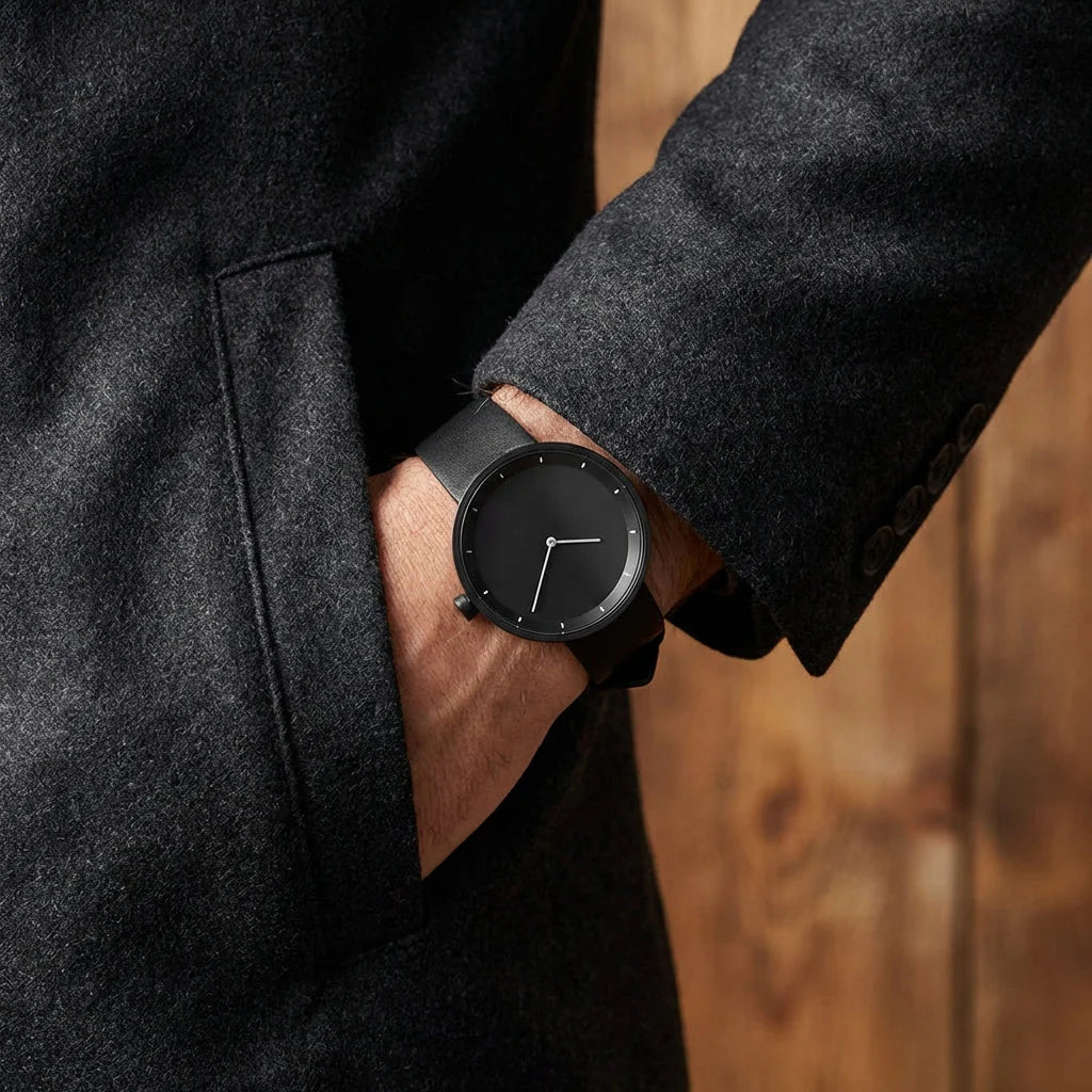 Montre Minimaliste Noire Cuir
