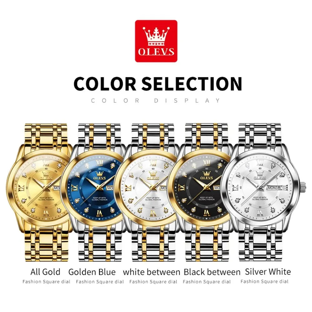 Montre Quartz OLEVS Diamant Or Homme