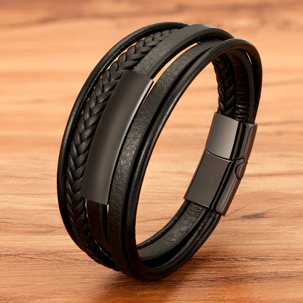 Bracelet Multi-Rangs Noir Intégral