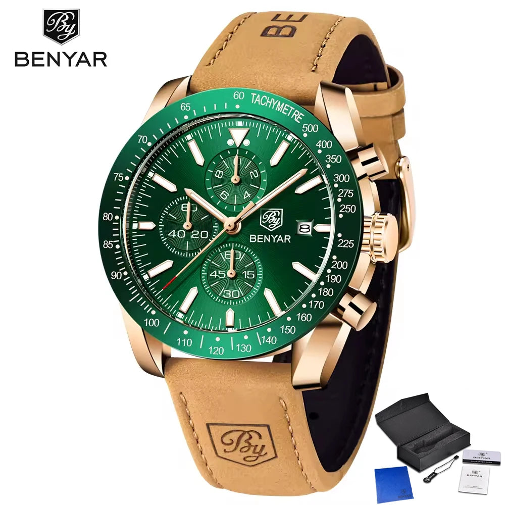 Montre Chronographe Benyar Cuir Homme