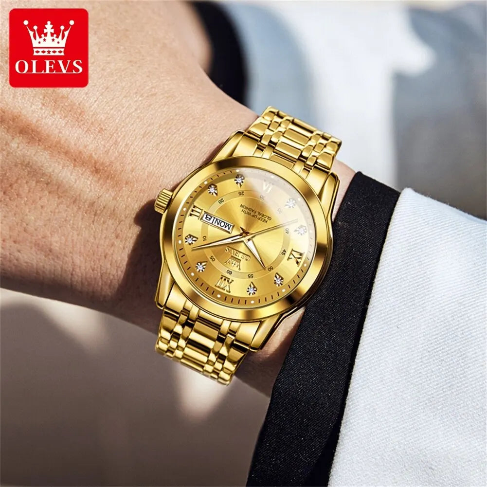 Montre Quartz OLEVS Diamant Or Homme