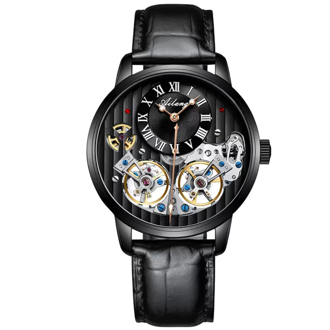 Montre Automatique Squelette Cuir