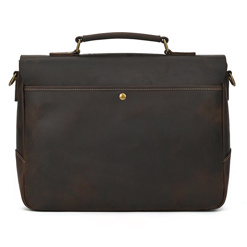 Messenger Cuir Brun Boucles Laiton