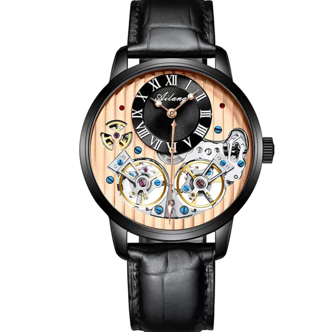 Montre Automatique Squelette Cuir