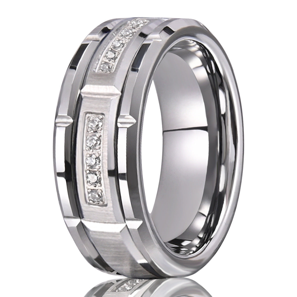 Bague Sertie Tungstène Brossé — Maison Sidix