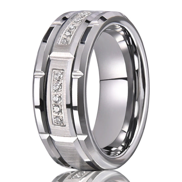 Bague Sertie Tungstène Brossé — Maison Sidix