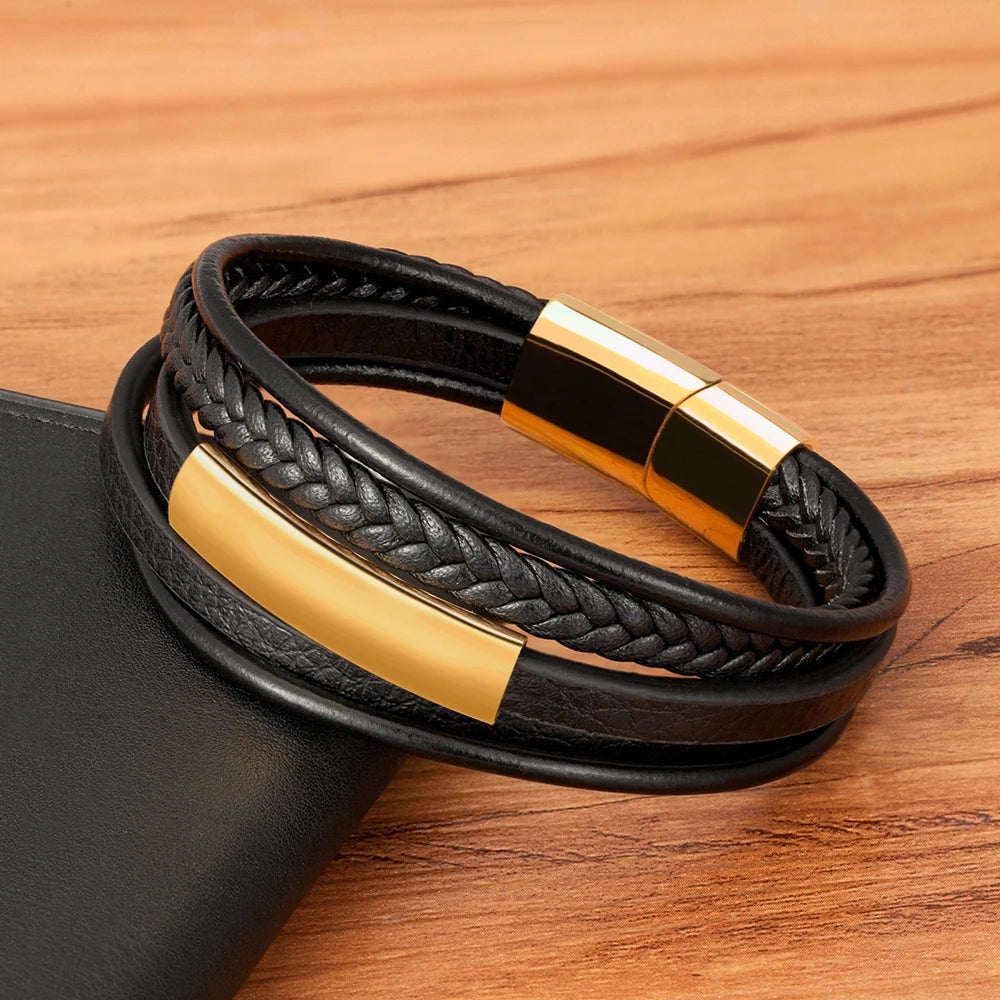 Bracelet Multi-Rangs Noir Intégral