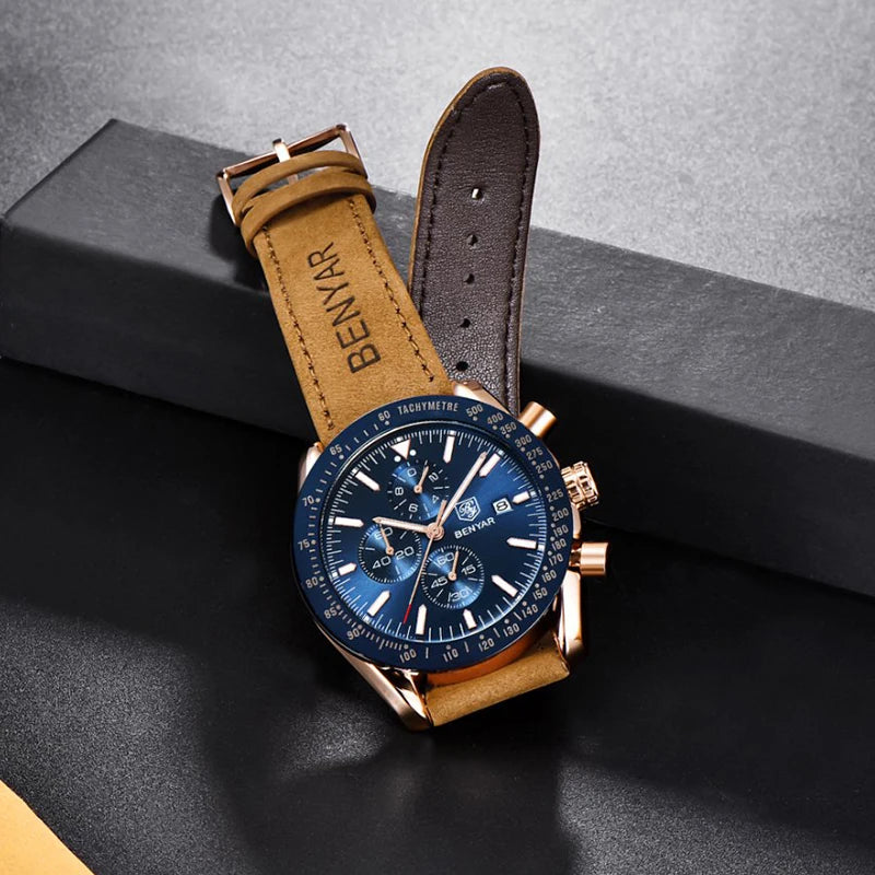 Montre Chronographe Benyar Cuir Homme