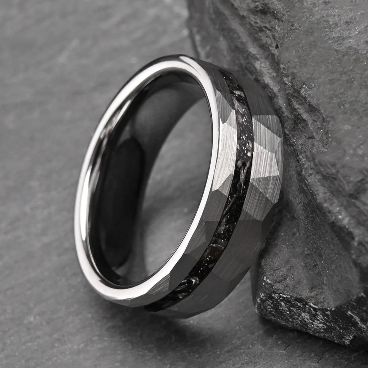 Bague Martelée Inlay Nuit