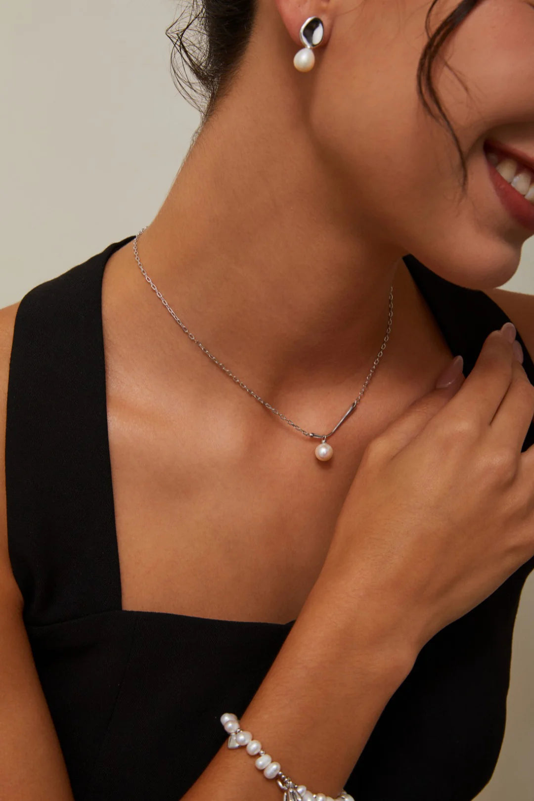 Collier Goutte de Perle — finition argent