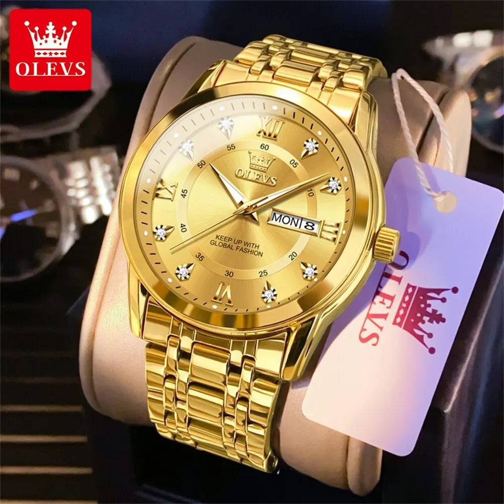 Montre Quartz OLEVS Diamant Or Homme