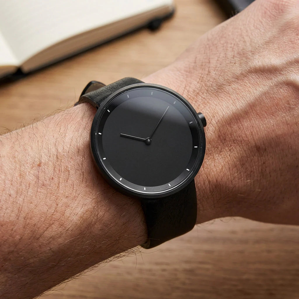 Montre Minimaliste Noire Cuir